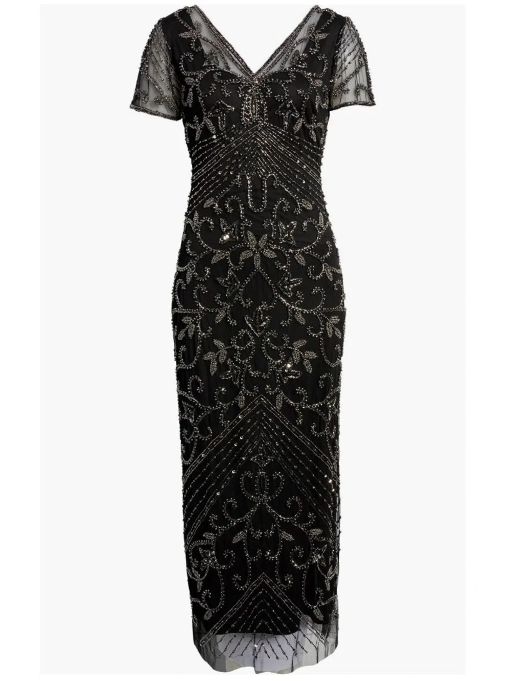 Pisarro Nights Black Maxi Dress with Mercury Beading - Picture 5 of 13